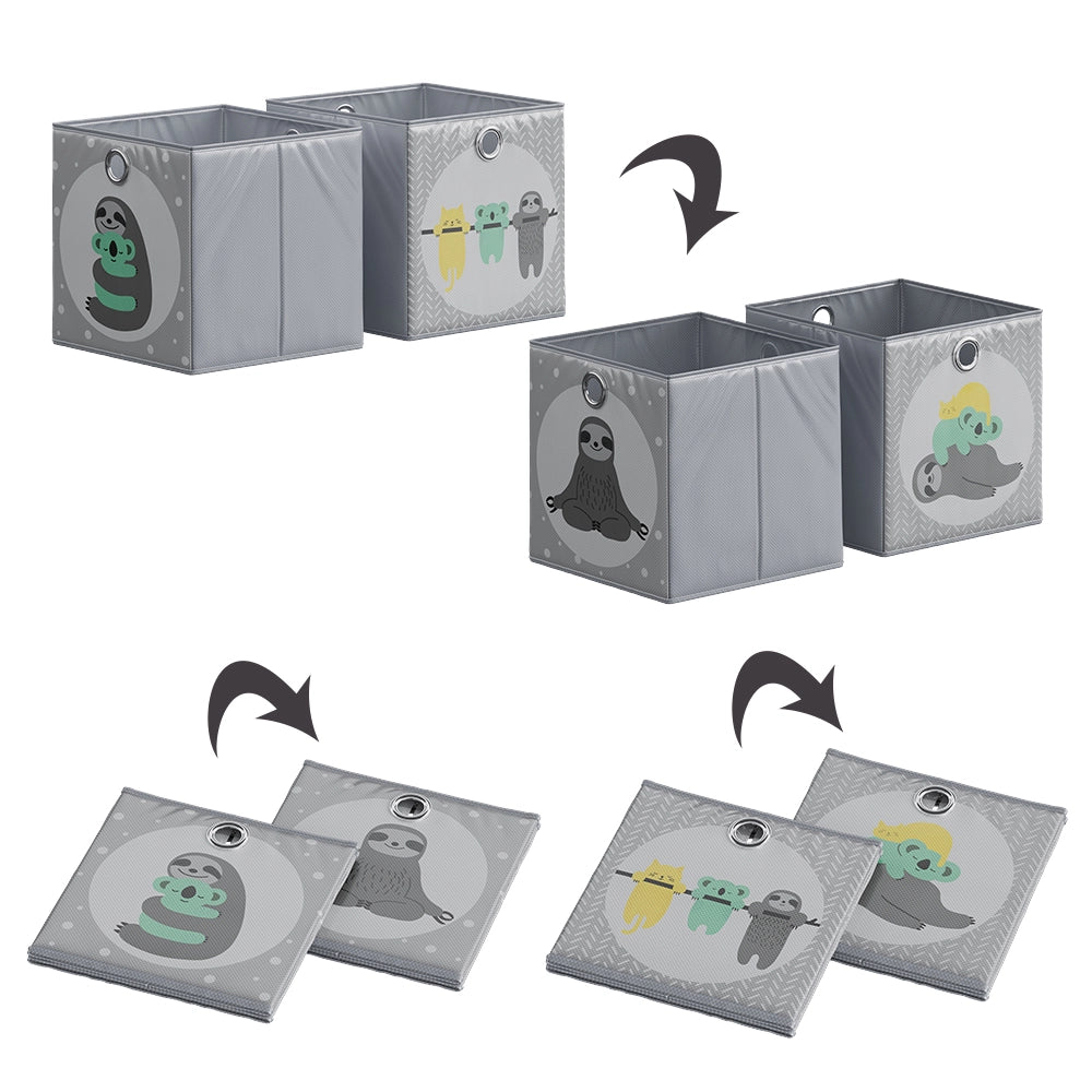 Vicco Scatola pieghevole Grigio 30 x 30 cm (motivo del bradipo)