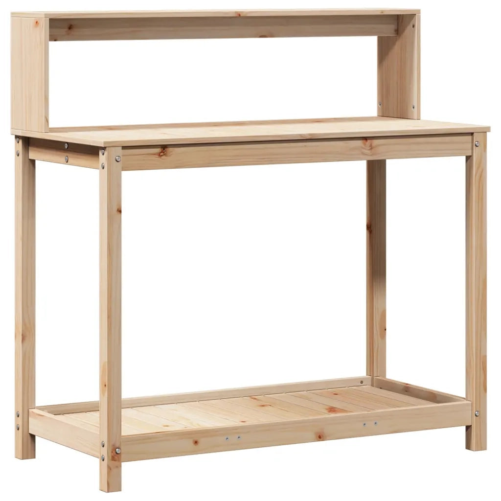 Tavolo Invaso con Ripiani-Tavolo da Lavoro con Ripiani 108x50x109,5 cm Legno Massello Pino