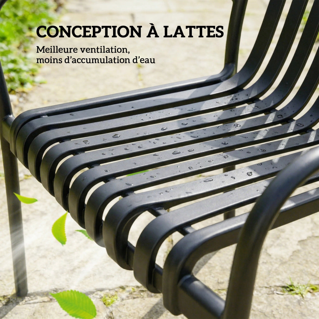 Sedia da giardino impilabile con braccioli ¨C zephmum ¨C nero 55x58.5x81.5 cm