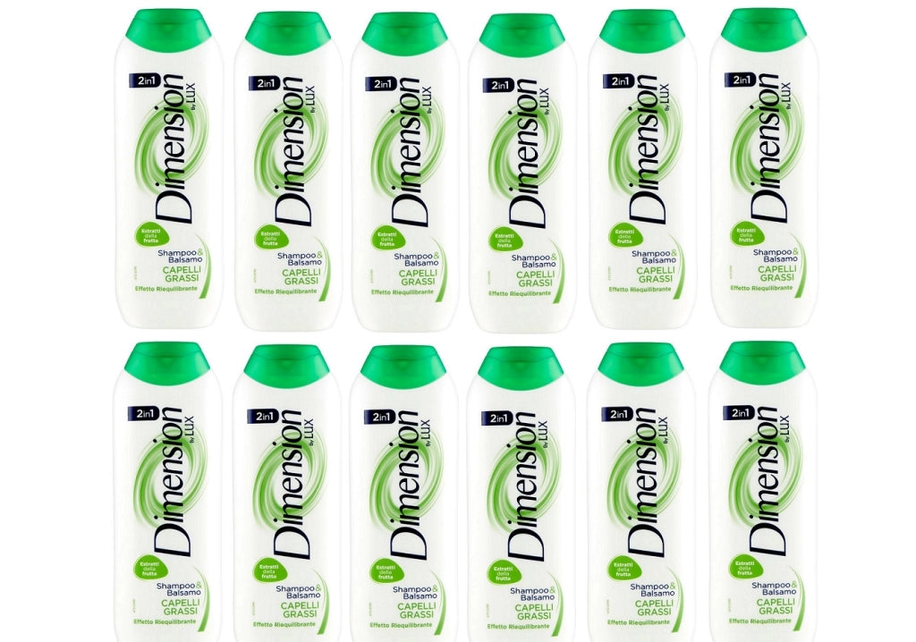 SET 12 DIMENSION SHAMPOO E BALSAMO ESTRATTI DI FRUTTA  CAPELLI GRASSI 250ML