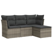 Set Divani da Giardino 4 pz | Set Salotto da Giardino con Cuscini in Polyrattan Grigio