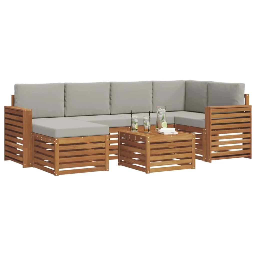 Set divano sezionale con cuscino 7 pcs Grigio Naturale e Chiaro