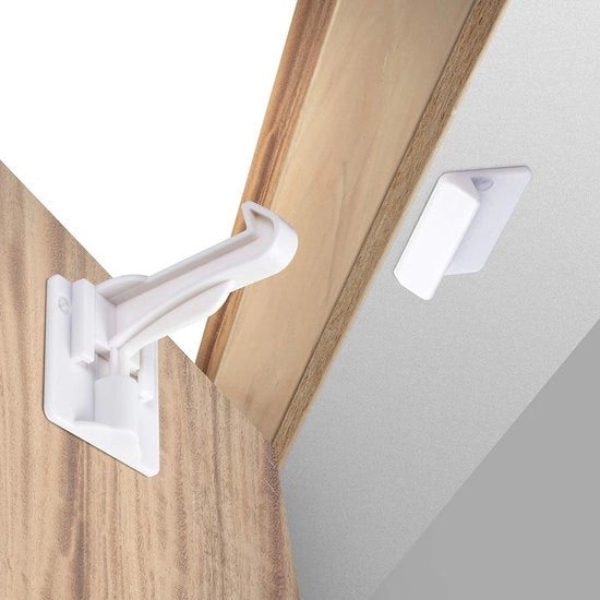 Blocco di chiusura invisibile per armadi (10 pezzi) - Nessuna perforazione o strumento necessario per l'installazione, compatibile con la maggior parte degli armadi e dei cassetti, adatto per davanzali di cucina, estremamente sicuro.