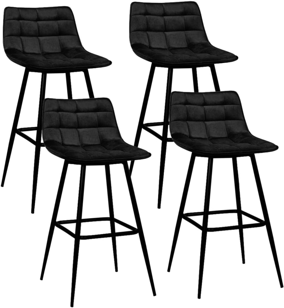 Set di 4 sgabelli da bar in velluto nero MADY