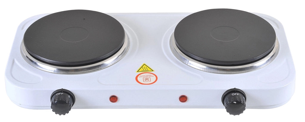 Doppia Piastra Fornello Elettrico da Campeggio 2000W Bauer Bianco