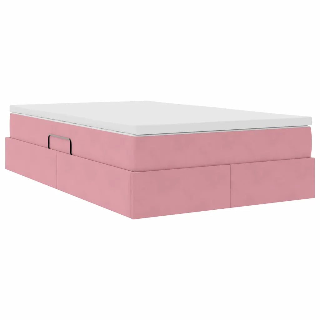 Letto con contenitore e materasso Rosa 120 x 200 cm Velluto