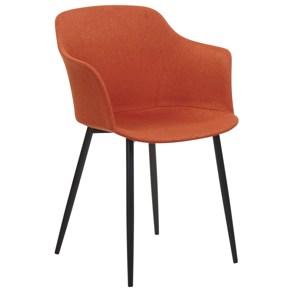 Set di 2 sedie da pranzo in tessuto arancione imbottito con gambe nere Stile retrò Mobili per il soggiorno