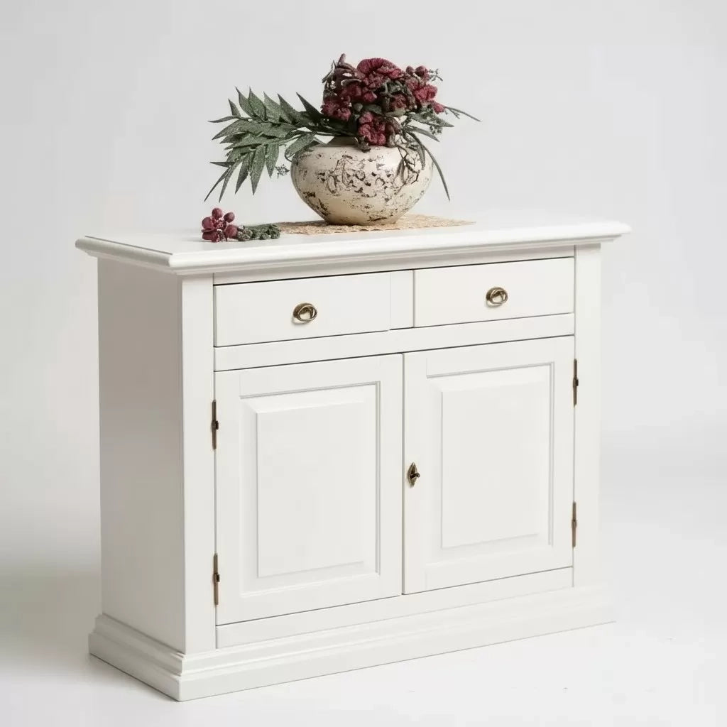 Madia credenza arte povera 2 porte massello bianco 109x47x97 - Mobili 2G
