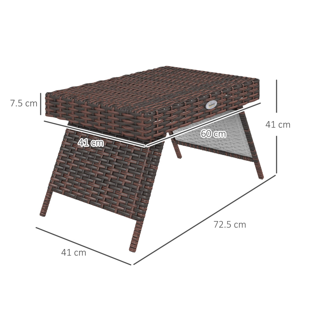 Tavolo da giardino pieghevole in rattan, resistente alle intemperie, marrone, 60x41x41 cm, ideale per balcone e terrazzo.