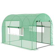 Serra a Tunnel per Orto 3x2x2 m con Porte Avvolgibili e Finestre in Acciaio e PE Anti UV Verde
