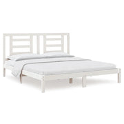 Letto matrimoniale | Letto per adulti | Giroletto Bianco in Legno Massello 180x200 cm Super King