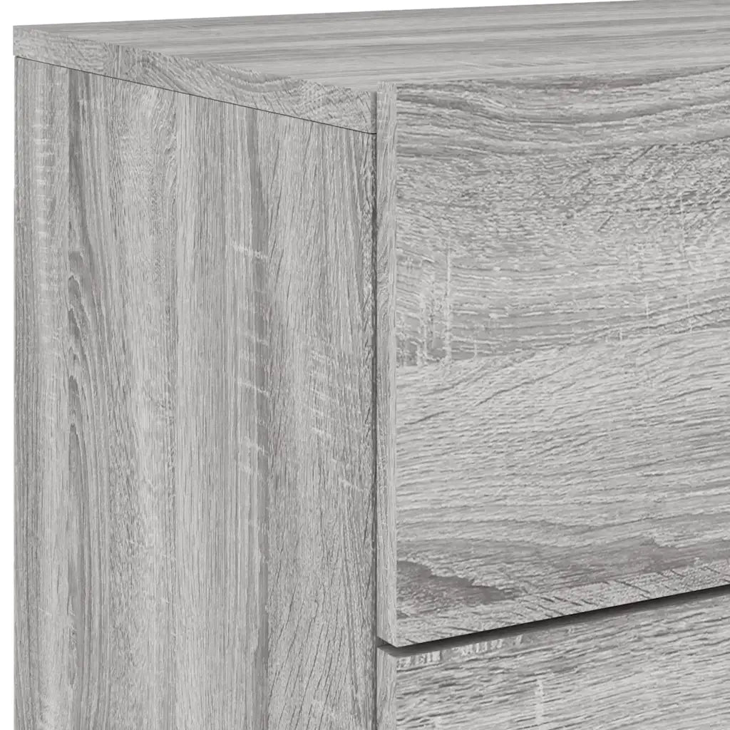 Comodino a Parete con luci LED Grigio Sonoma