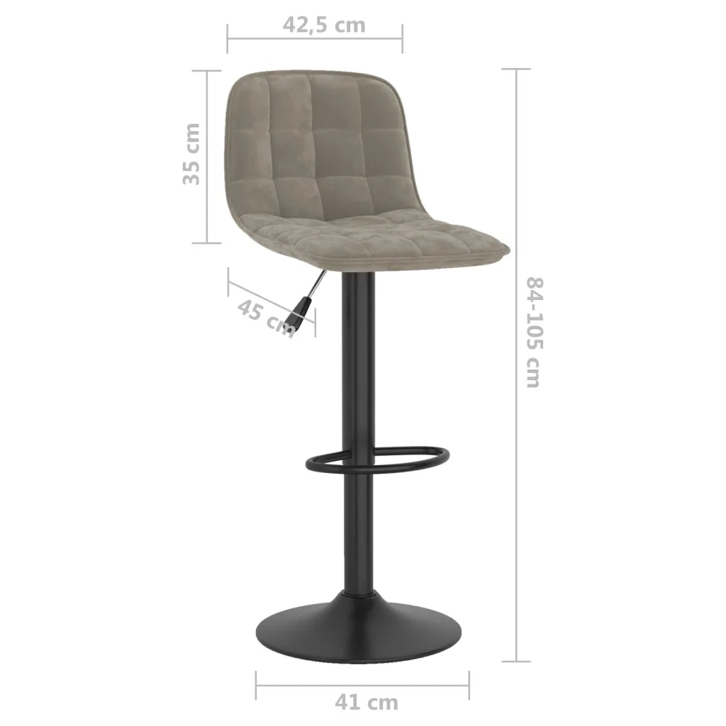 Sgabelli da Bar 2 pz Grigio Chiaro in Velluto 333991