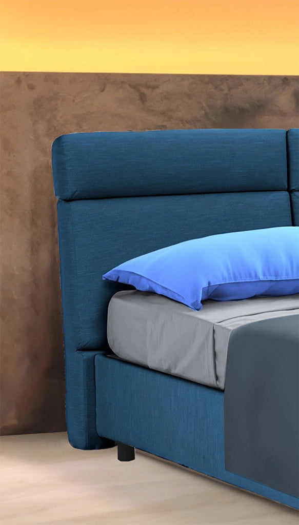Letto Matrimoniale Annus, Letto Matrimoniale Materasso Incluso Made in Italy, blu