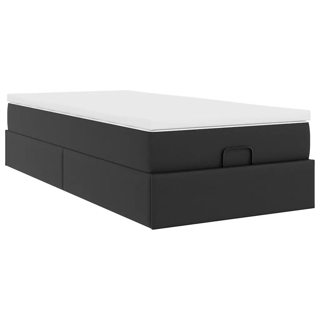 Struttura Letto Pouf con Materasso Nero 100x200 cm Similpelle 3311021