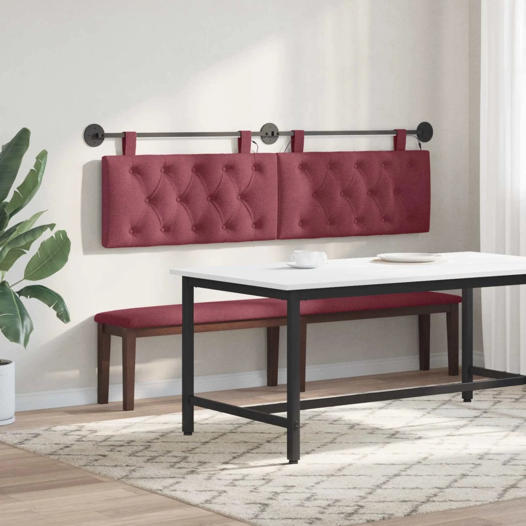 Testiera | Testata sospesa Con luce LED Rosso Vino Tessuto