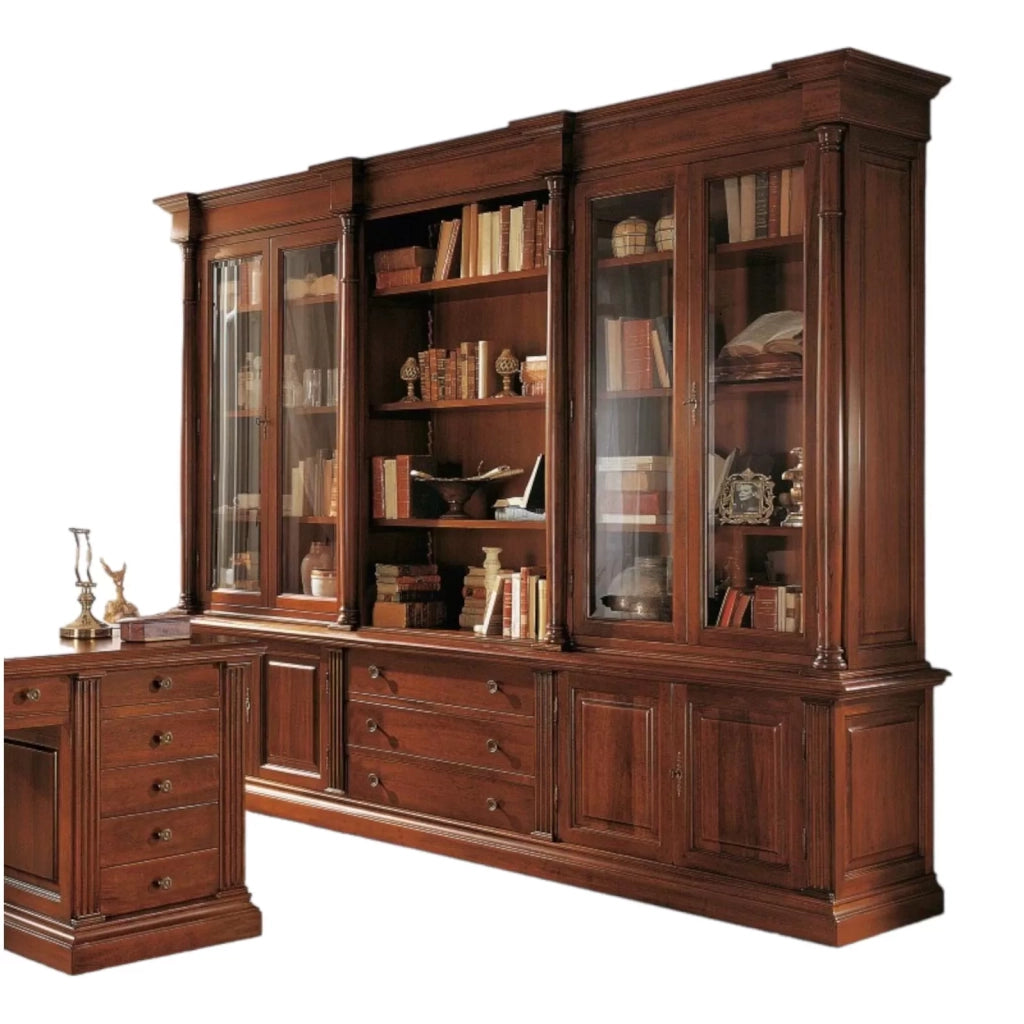 Libreria studio classica in legno bassano 306x56x240 - Mobili 2G