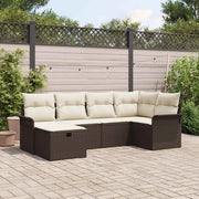 Set Divano da Giardino 6 pcs Marrone e Crema polyrattan