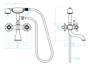 Rubinetto vasca bronzato vintage completo