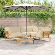 Set di divani con cuscino 4 pcs Beige Legno di Acacia Massello 3418367