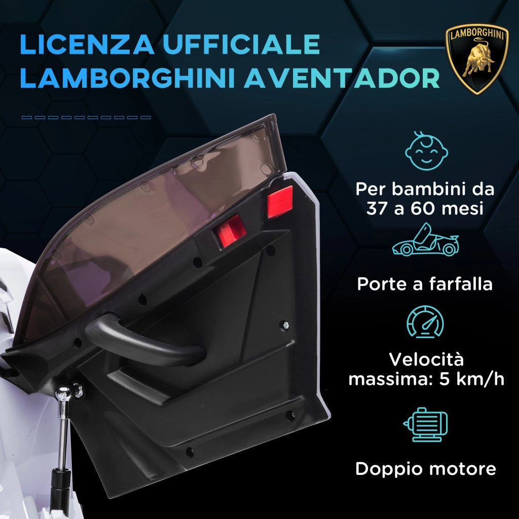 Auto Bambini Elettrica 12V Lamborghini ¨C zephmum ¨C 107.5x63x42 cm Bianca