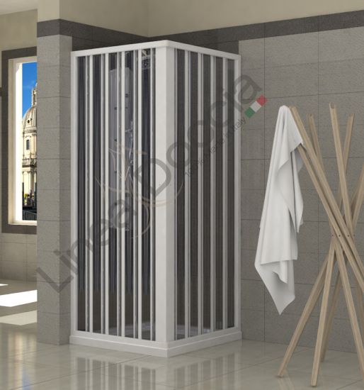 Box doccia Positano - 2 lati, apertura angolare centrale ad angolo retto (doppia anta) - Misura: 70 x 90 x h185