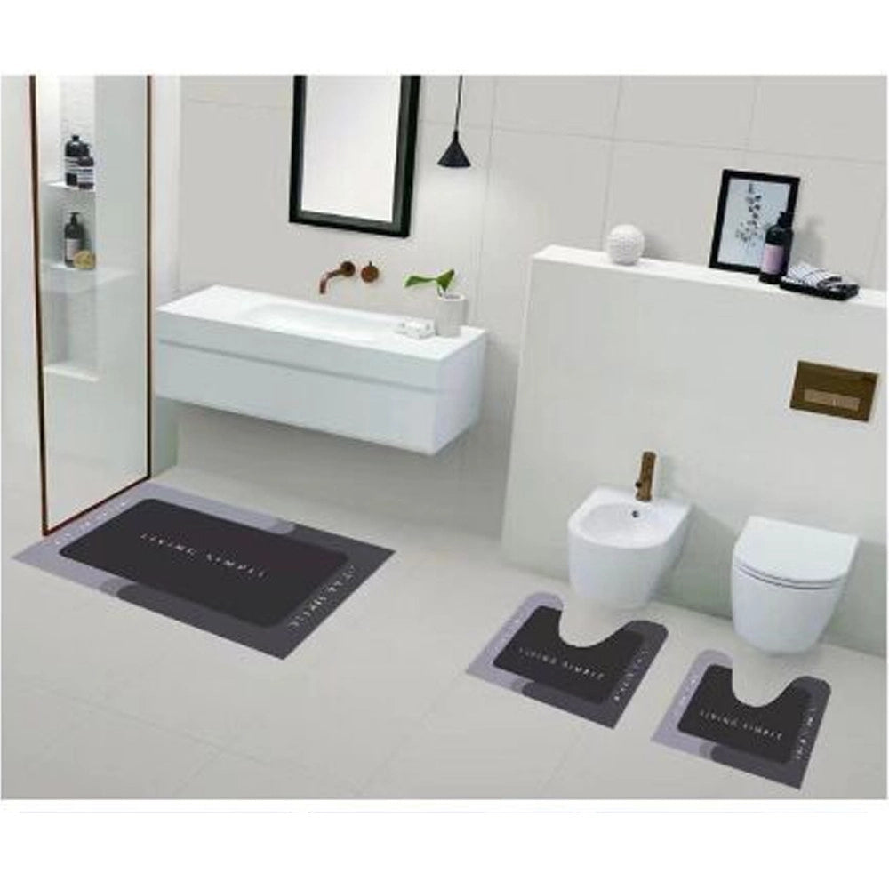 Trade Shop - Set 3 Pezzi Tappetino Da Bagno Magico Super Assorbente Ad Asciugatura Rapida Wc -