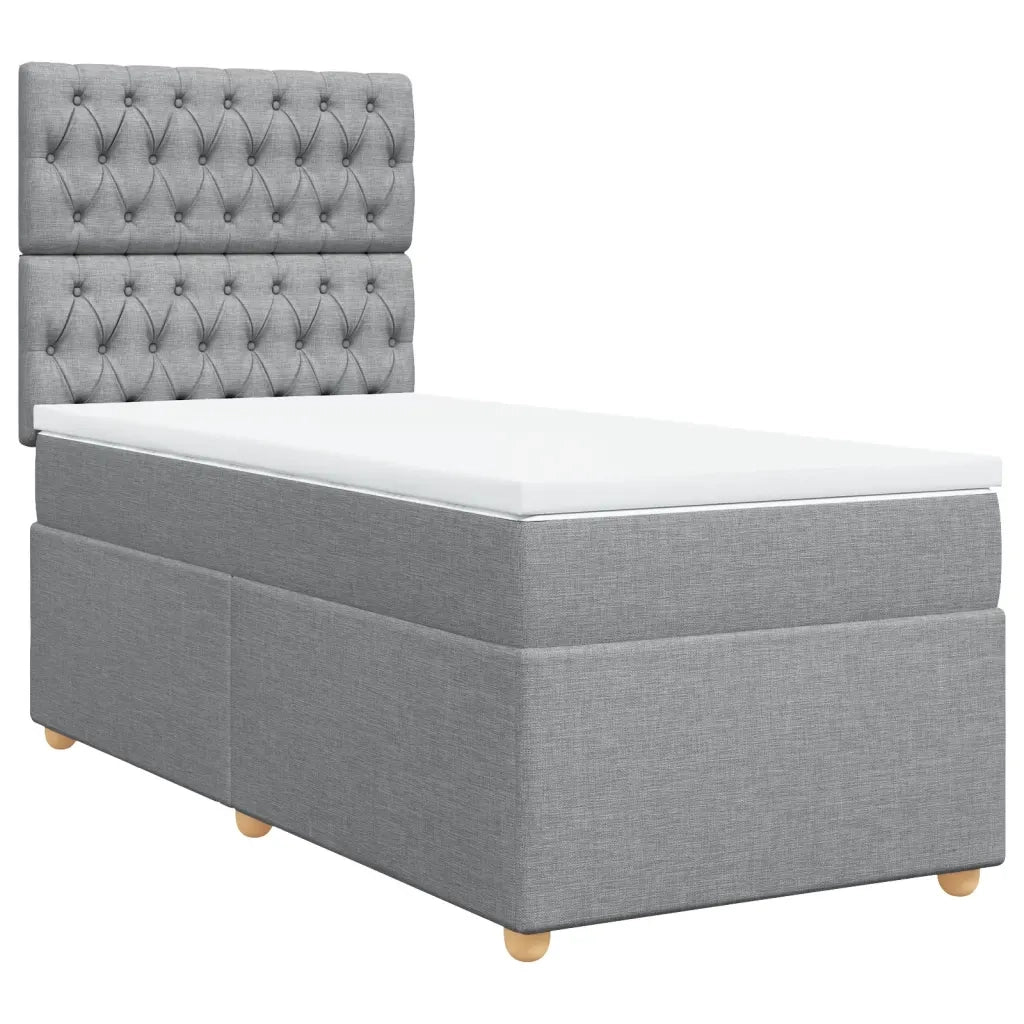 Giroletto a Molle con Materasso Grigio Chiaro 90x190 cm Tessuto