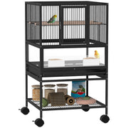Gabbia Uccelli con Pannelli Acrilici ¨C zephmum ¨C 48x46x83 cm Nero