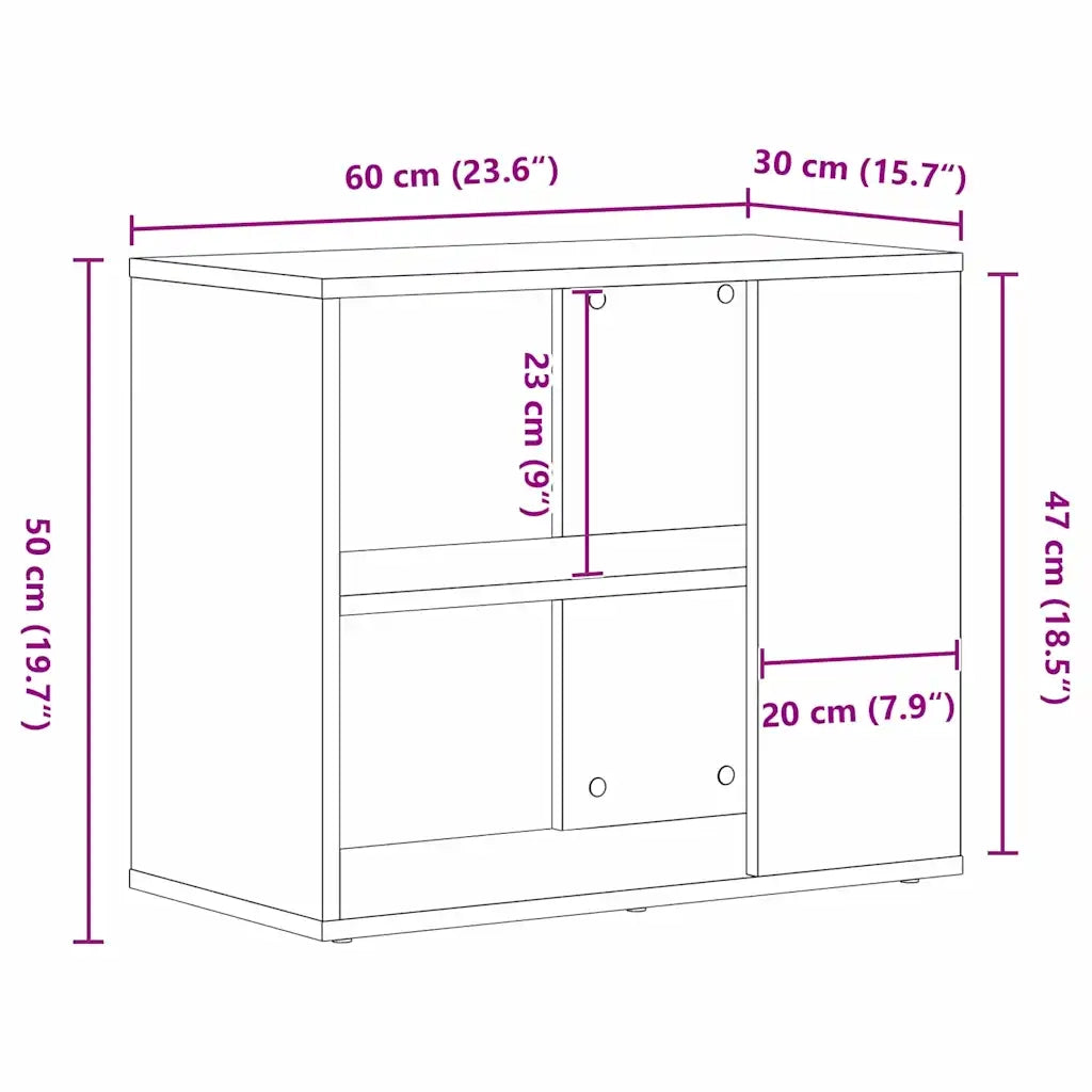 Credenza Rovere Nero 60 x 30 x 50 cm Legno multistrato 862606