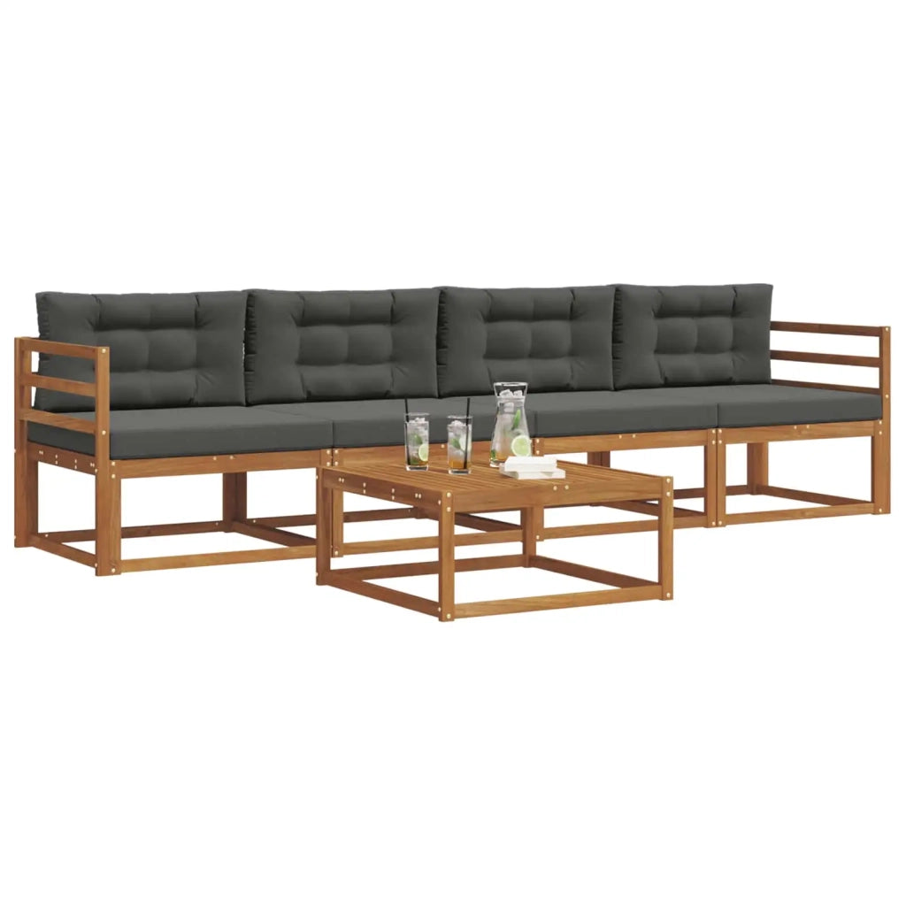 Set di divani da esterno con cuscino 5 pcs Naturale e Antracite 3367145