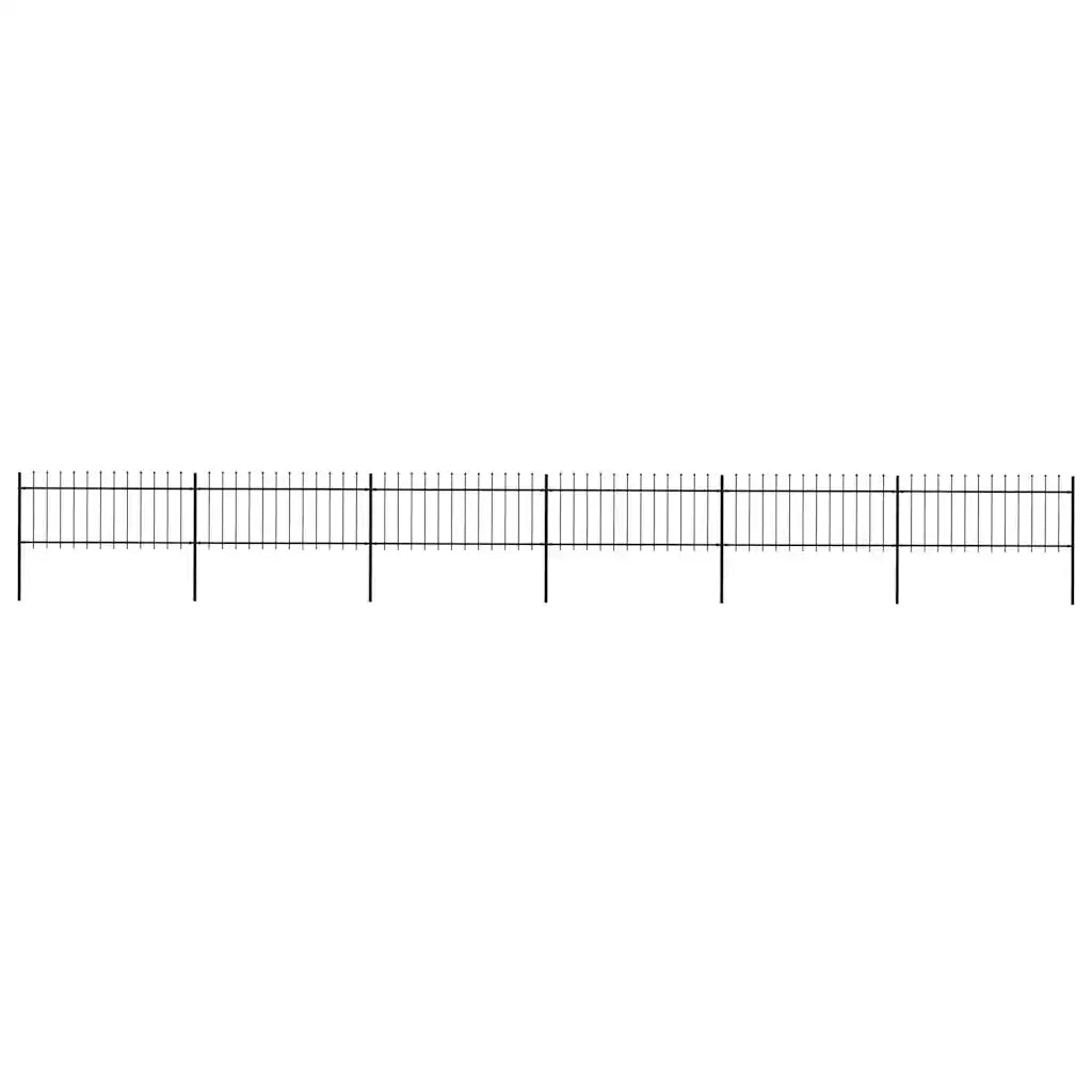 Recinzione da Giardino con Punta a Lancia in Acciaio 1005x80 cm Nero 277607