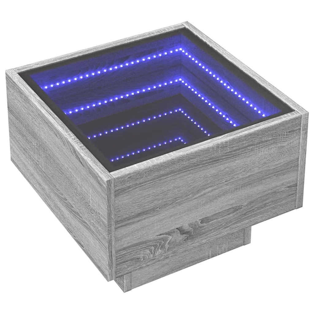 Tavolino da salotto | Tavolino da caff¨¨ | Tavolino da Soggiorno con LED Grigio Sonoma 40x40x30 cm in Legno Multistrato