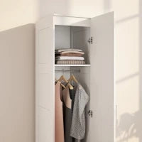 Armadio Multiuso con Asta Appendiabiti, Ripiano, Porta a Chiusura Dolce 40 x 52 x 180 cm Bianco