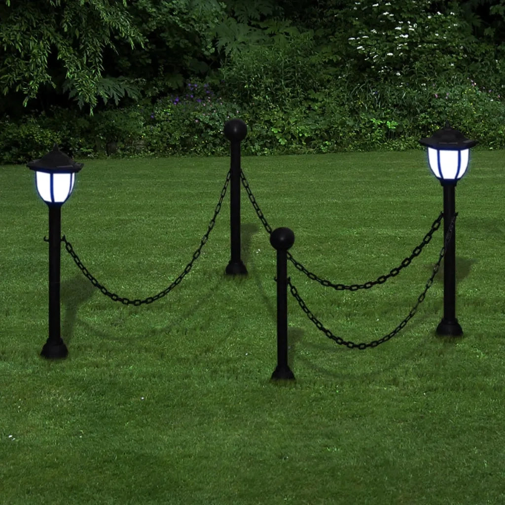 Lampioncini Solari 4 pz con Catena di Recinzione e Paletti CFW1412312