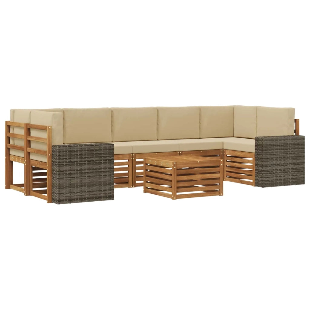 Set di divani da esterno 8 pz Naturale e Beige 3384159