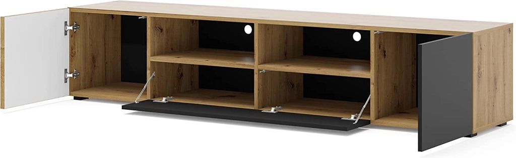 MOBILE PORTA TV  STAND TV SOGGIORNO 200x42x42cm ROVERE NERO OPACO