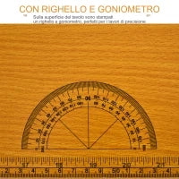 Tavolo da Lavoro Pieghevole per Fai da Te in Acciaio e MDF, con Riga e Goniometro Stampati sulla Superficie