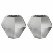 Set di 2 fioriere rettangolari da esterno 100 x 100 x 80 cm in acciaio zincato argento 02_0053101