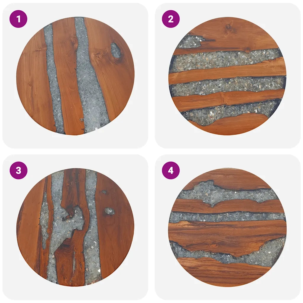 Tavolino da CaffÃ¨ in Legno di Teak Solido e Resina 60 cm