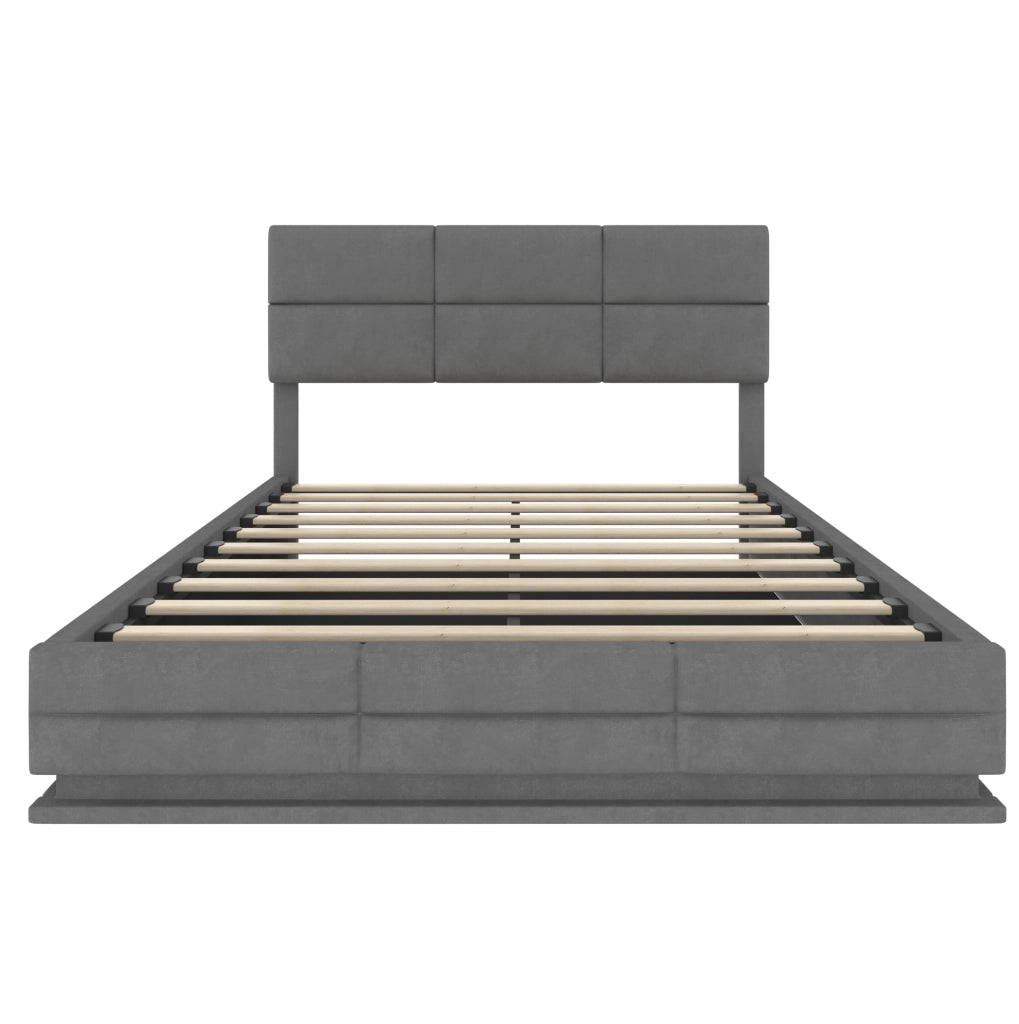 Letto matrimoniale 160x200 cm in velluto grigio con LED e USB