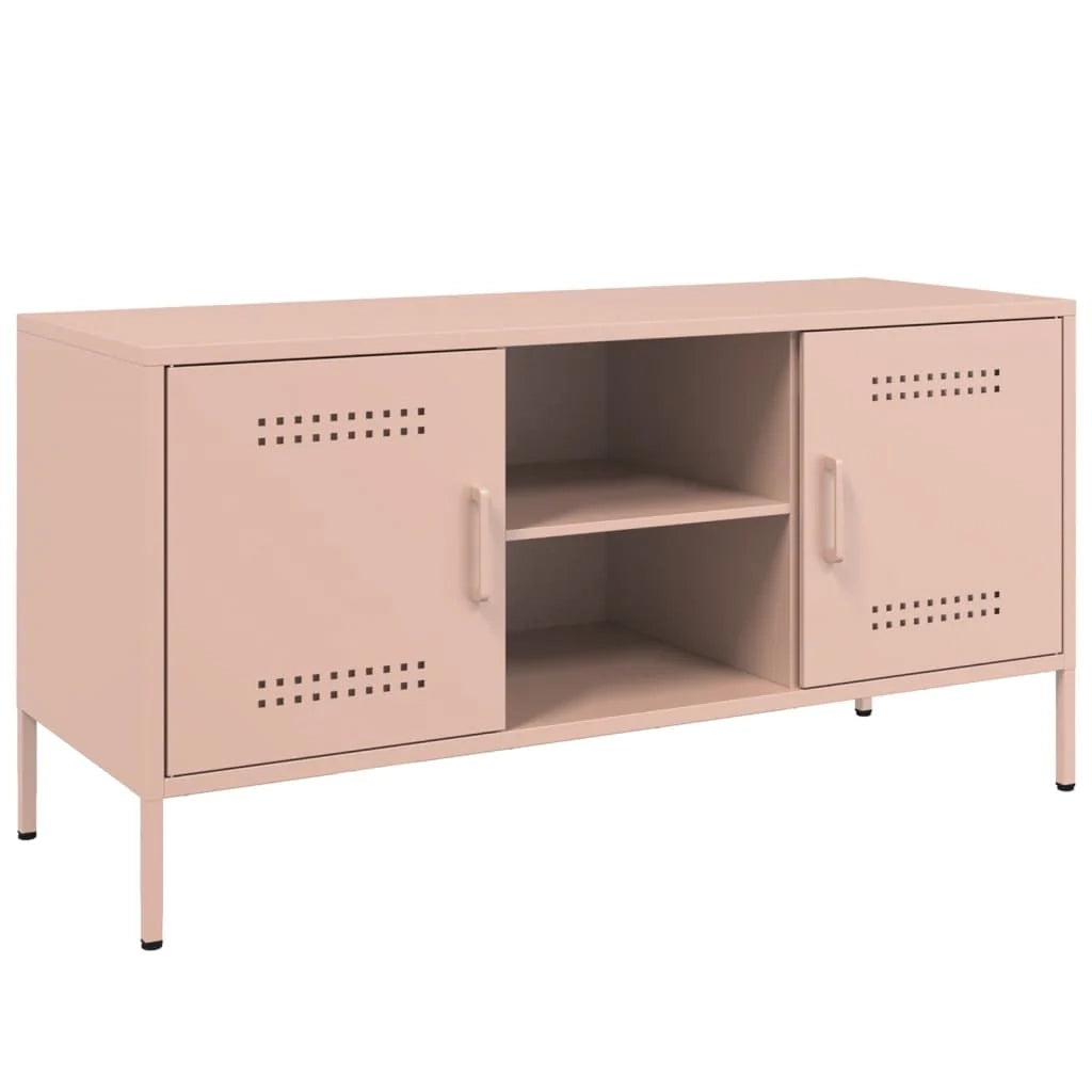 Mobile TV multimediale mensola TV credenza TV sala da pranzo soggiorno camera da letto rosa 100,5 x 39 x 50,5 cm acciaio rosa 02_0028282