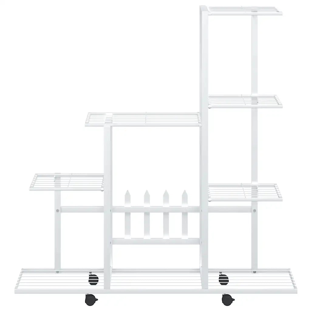 Portapiante con Ruote 94,5x25x92,5 cm Bianco in Metallo 336115