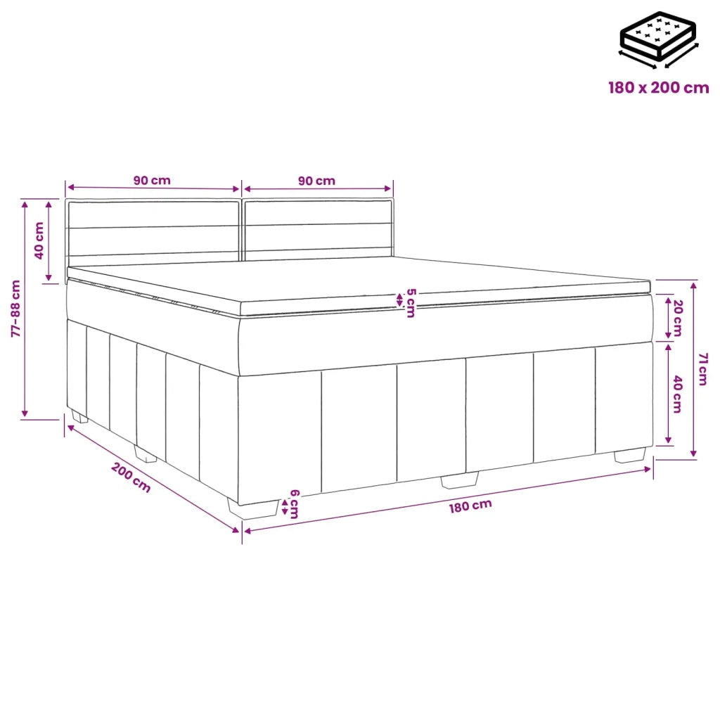 Letto box spring con materasso Tortora 180 x 200 cm Tessuto 3451266