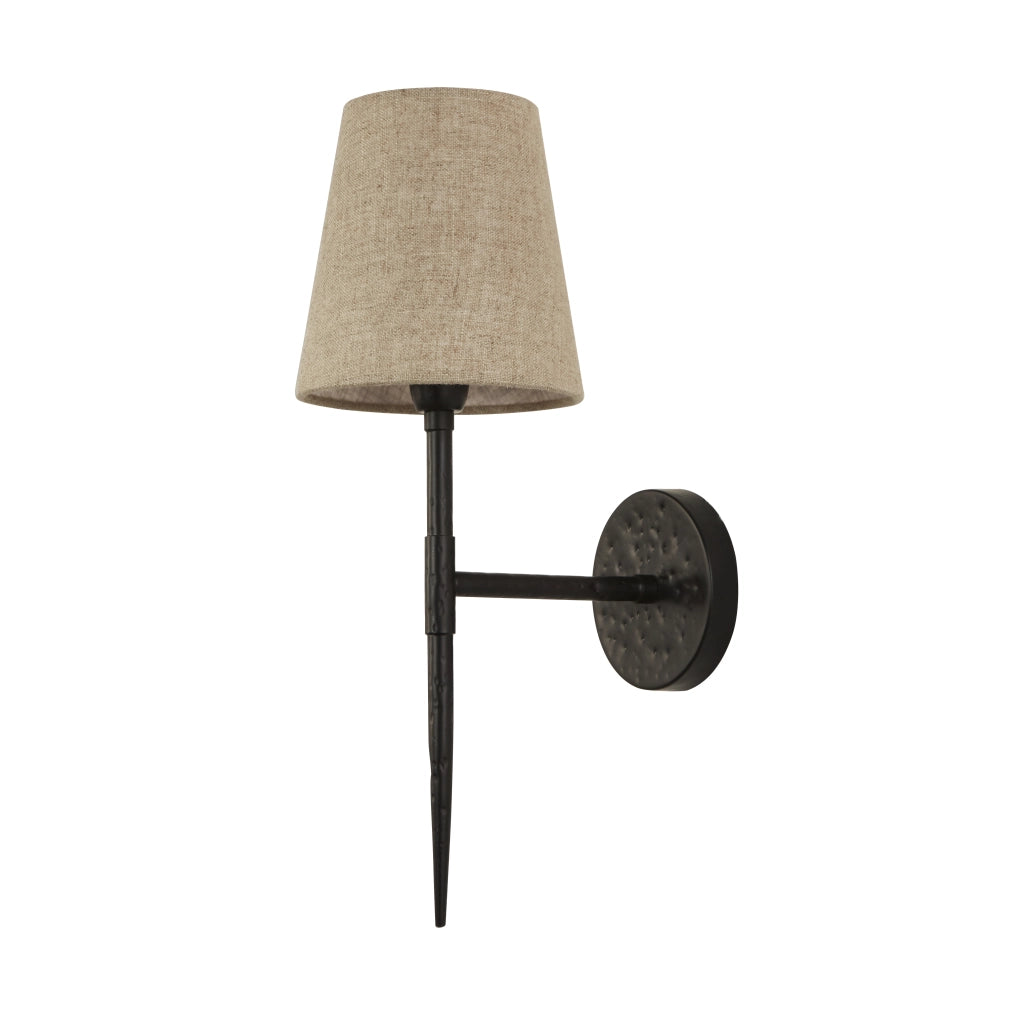 Applique Industrial-Nordico Gotico Acciaio Nero Tessuto 1 Luce E14