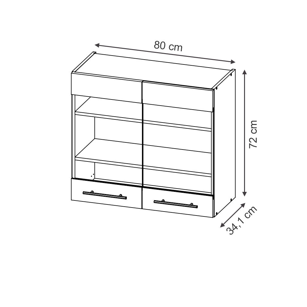 Mobile da cucina in vetro Fame-Line Blu scuro lucido/Rovere dorato 80 cm Vicco