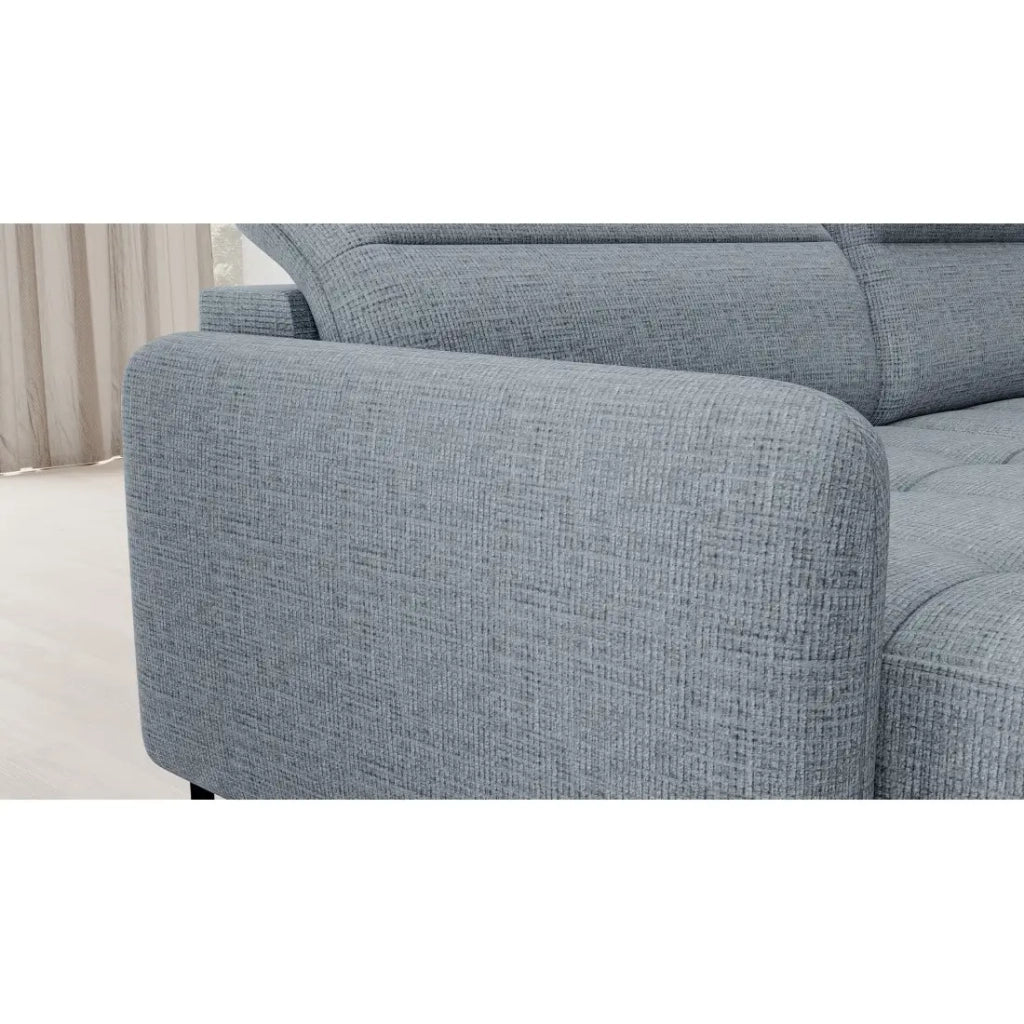 Divano angolare convertibile BERTHO 306 cm blu grigio - Angolo sinistro con contenitore