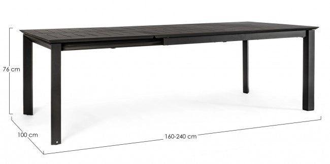 Tavolino allungabile Konnor antracite m 160-240x100x76h