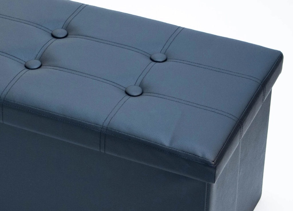 Pouf Contenitore Imbottito Pieghevole In Ecopelle Modello Double Colore Nero