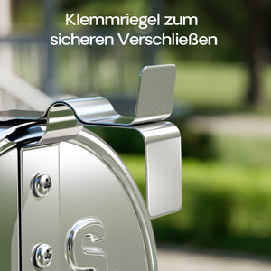 Cassetta postale americana in acciaio zincato grigio con materiale di montaggio